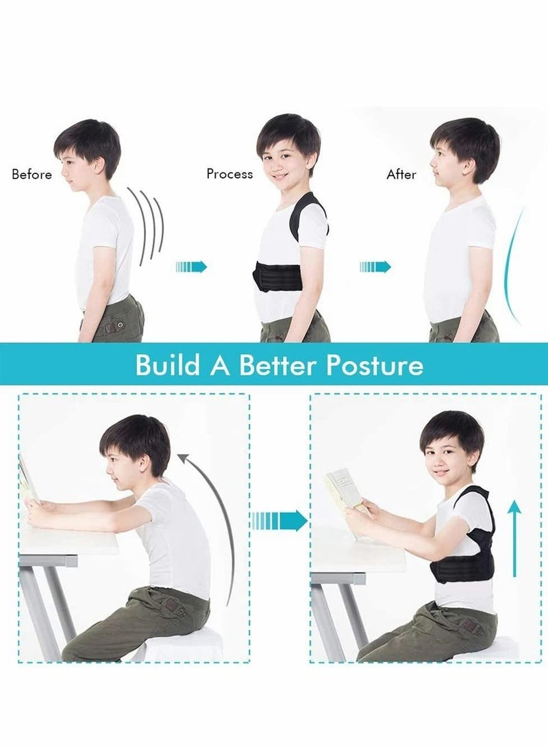 Back Brace, Posture Corrector for Kids Teens, Relieve Pain Adjustable Upper race Spinal Support with Soft Shoulder Pads to Prevent Humpback, Recommended by Doctor