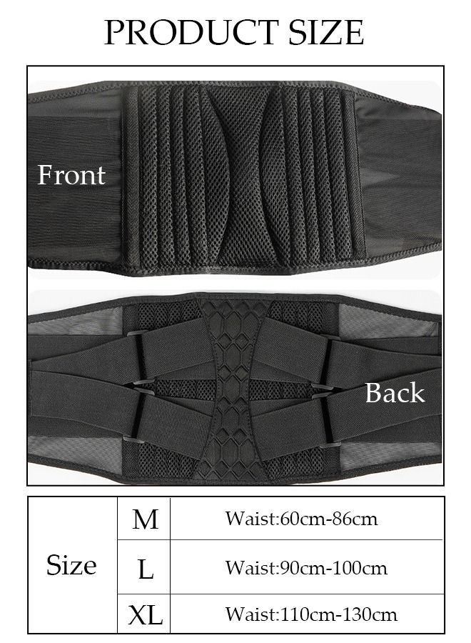 Sports Back Brace for Men and Women - Breathable Waist Lumbar Lower Back Support Belt for Sciatica, Herniated Disc, Scoliosis Back Pain Relief, Heavy lifting, with Dual Adjustable Straps