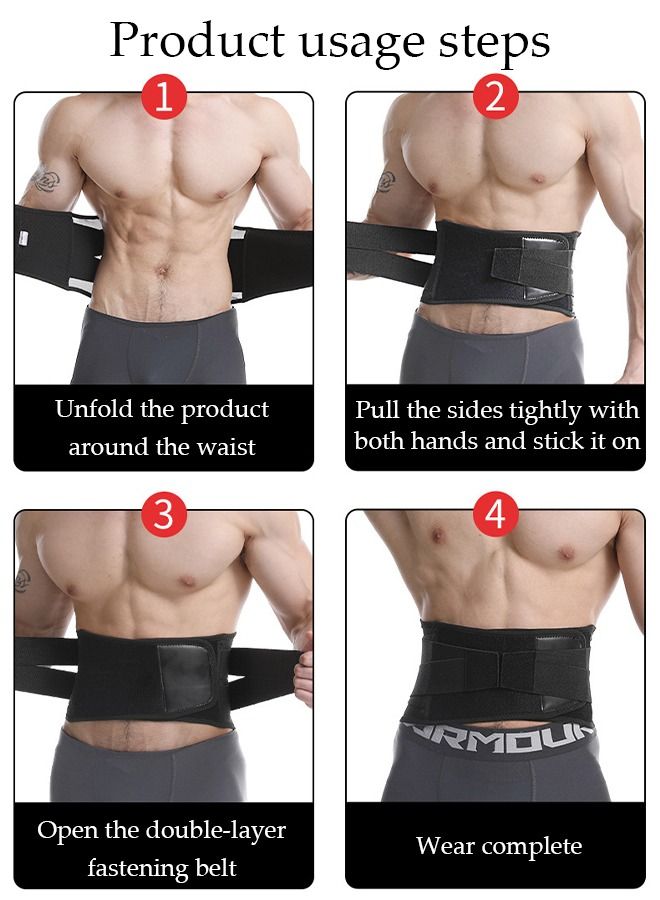 Sports Back Brace for Men and Women - Breathable Waist Lumbar Lower Back Support Belt for Sciatica, Herniated Disc, Scoliosis Back Pain Relief, Heavy lifting, with Dual Adjustable Straps