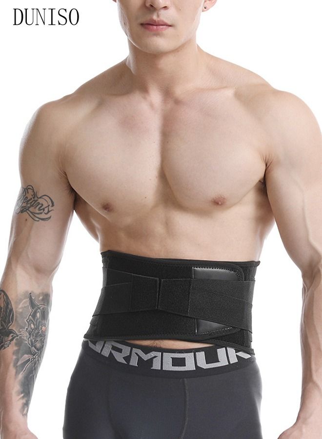 Sports Back Brace for Men and Women - Breathable Waist Lumbar Lower Back Support Belt for Sciatica, Herniated Disc, Scoliosis Back Pain Relief, Heavy lifting, with Dual Adjustable Straps