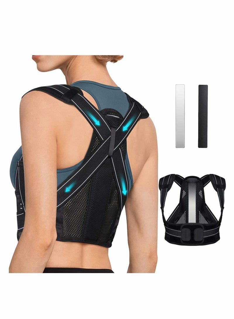 Posture Corrector for Men Women, Back Brace with Replaceable Support Plate, Breathable and Adjustable Providing Pain Relief from Back, Neck & Shoulder