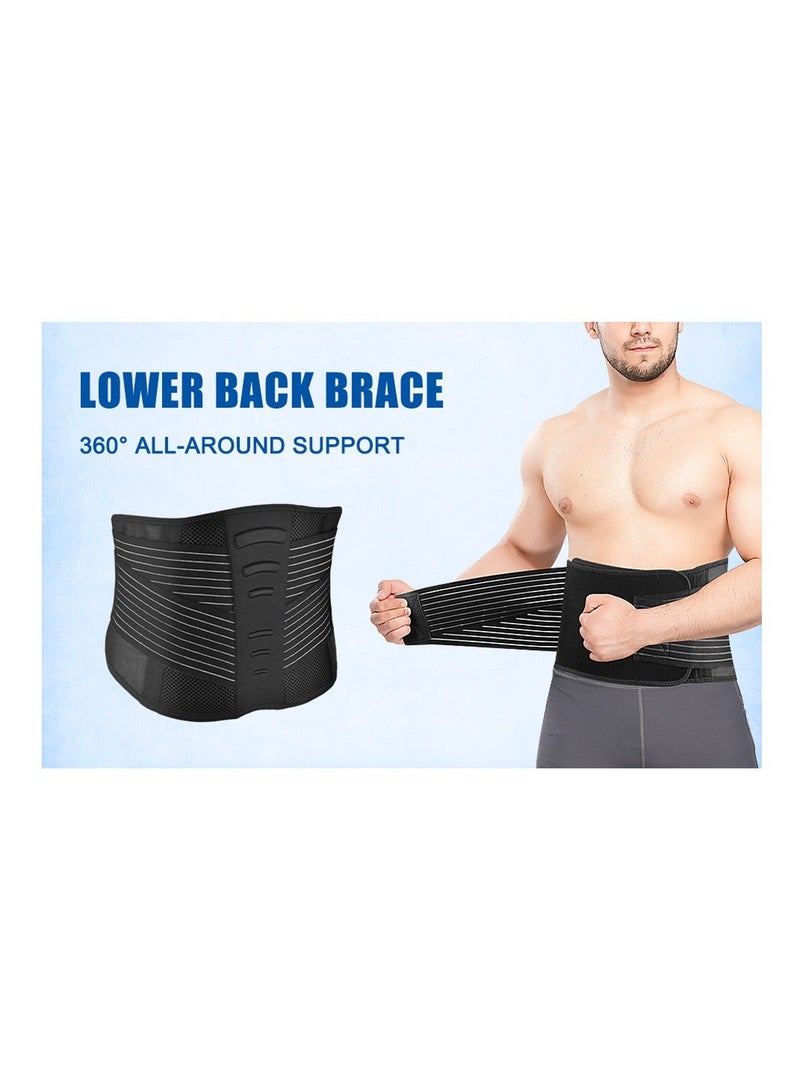 Lower Back Support Brace Belt with 3 Large Stays for Men and Women Sciatica Pain Relief Hole Mesh Double Compression Size L Waist 37.4Inch to 42.5Inch