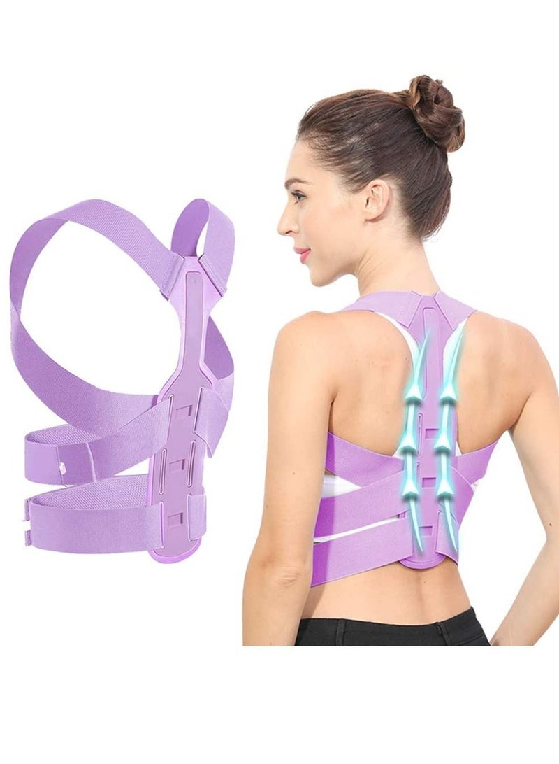 Posture Corrector for Women, Extended Backplate Back Straightener, Adjustable Upper brace Neck Shoulder Pain Relief and Clavicle Support, Pink