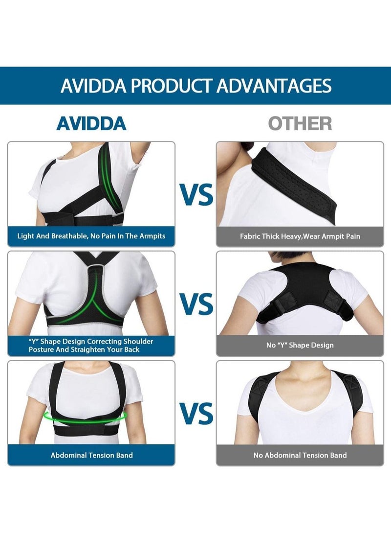 Posture Corrector for Women Men, Ultra Thin Light Upper Back Support Brace Clavicle, Neck, Shoulder Pain Relief, New Invisible Correction Hunchback Adjustable Sitting Corrector(L)