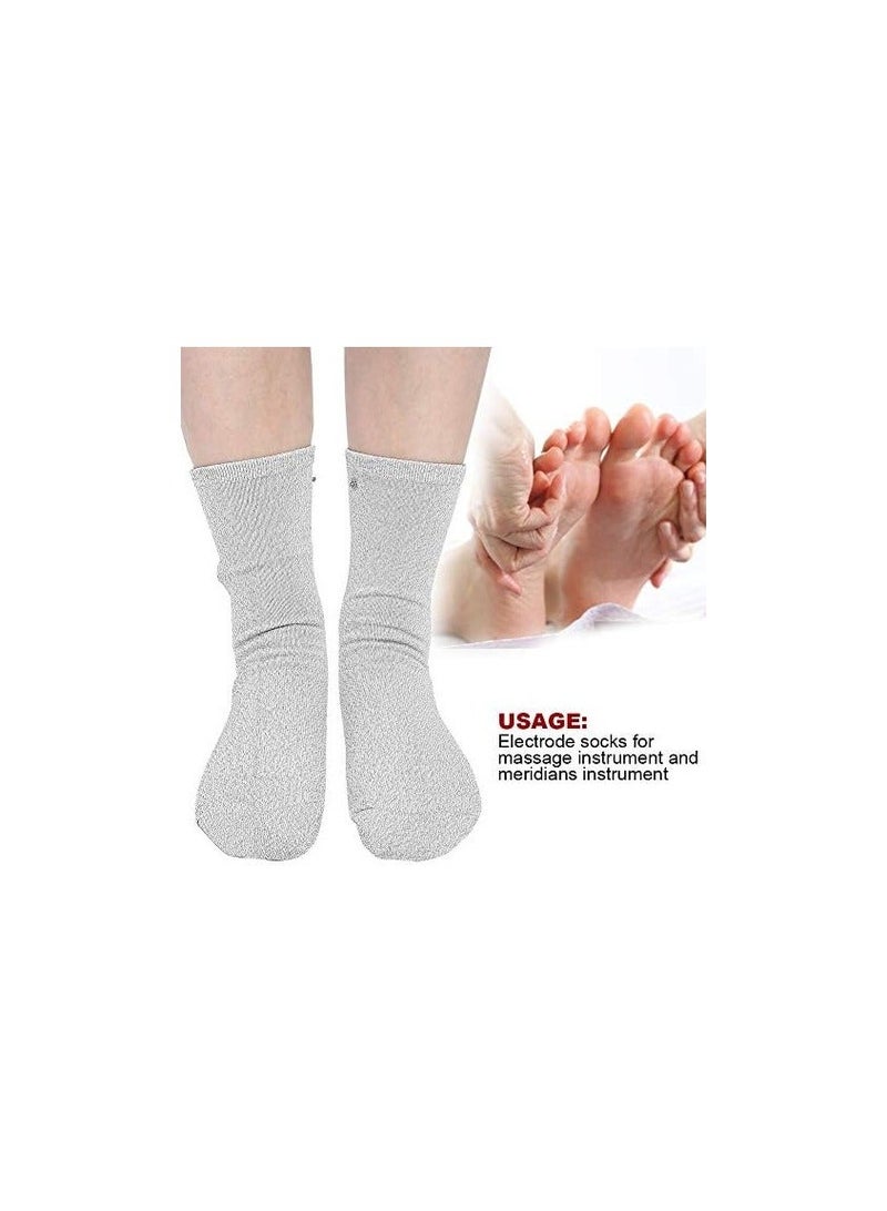 Silver Conductive Massage Socks, Electrode for TENS/EMS Machine to Stimulate Blood Circulation Sports Injuries Pain Relief Household Use, Treatment of Foot Nerve and Joint Pain(A Pair)
