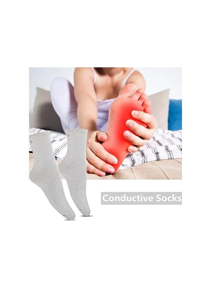 Silver Conductive Massage Socks, Electrode for TENS/EMS Machine to Stimulate Blood Circulation Sports Injuries Pain Relief Household Use, Treatment of Foot Nerve and Joint Pain(A Pair)