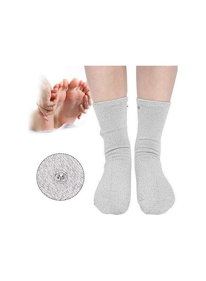 Silver Conductive Massage Socks, Electrode for TENS/EMS Machine to Stimulate Blood Circulation Sports Injuries Pain Relief Household Use, Treatment of Foot Nerve and Joint Pain(A Pair)