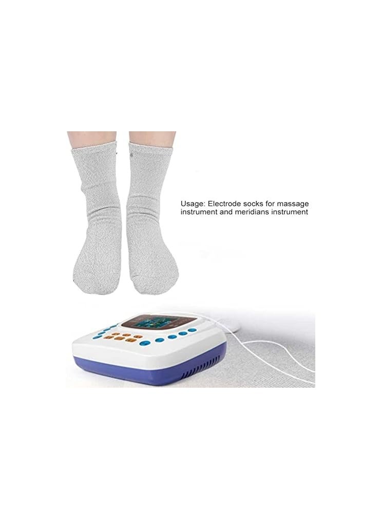 Silver Conductive Massage Socks, Electrode for TENS/EMS Machine to Stimulate Blood Circulation Sports Injuries Pain Relief Household Use, Treatment of Foot Nerve and Joint Pain(A Pair)