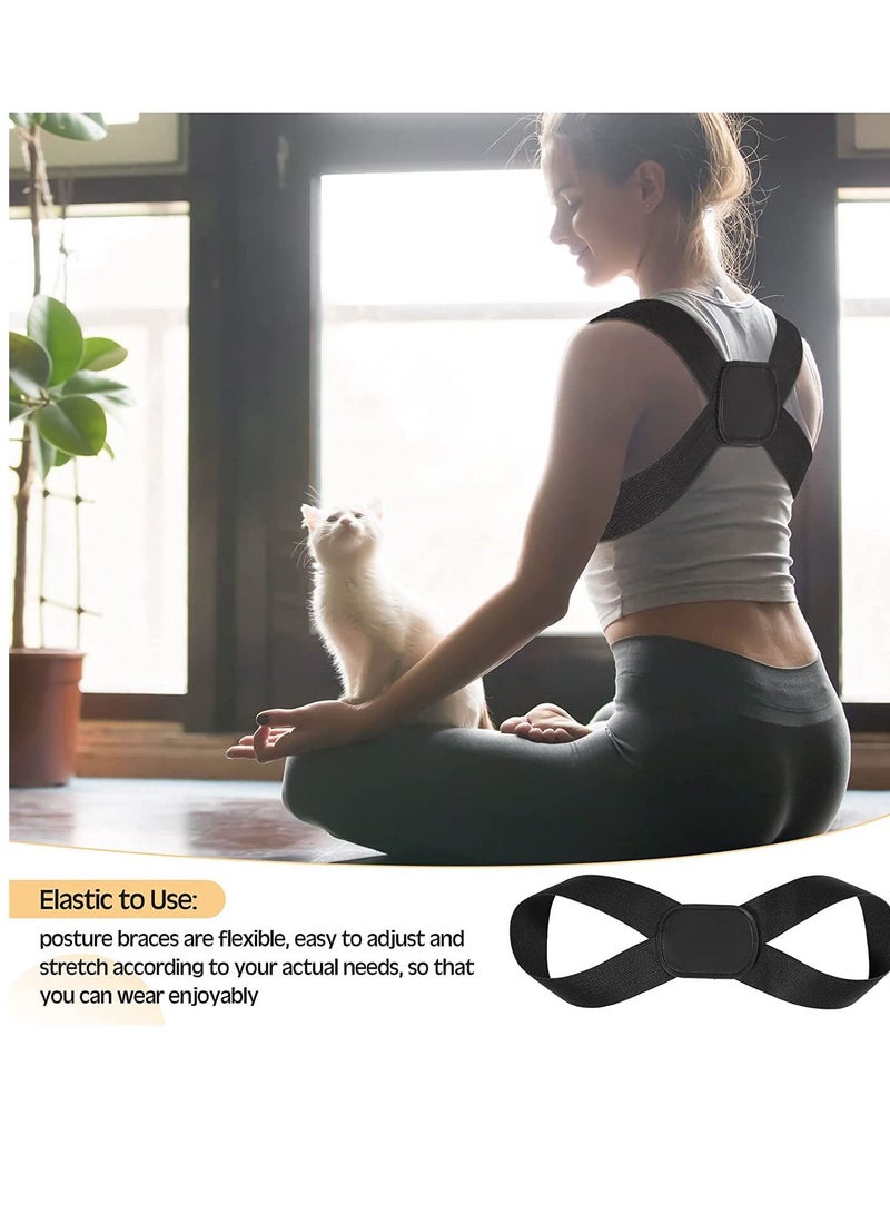 Posture Corrector for Women and Men, 2 Pieces Corset Spine Support Belt Adjustable Upper Back Brace Straightener Neck Shoulder Clavicle Relief, Black (M)