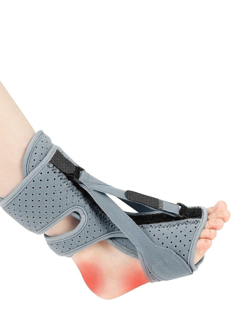 Ankle Support Brace, Adjustable Brace Foot Drop Orthotic Set, for Plantar Fasciitis, Arch Pain, Achilles Tendonitis Women, Men (Gray)