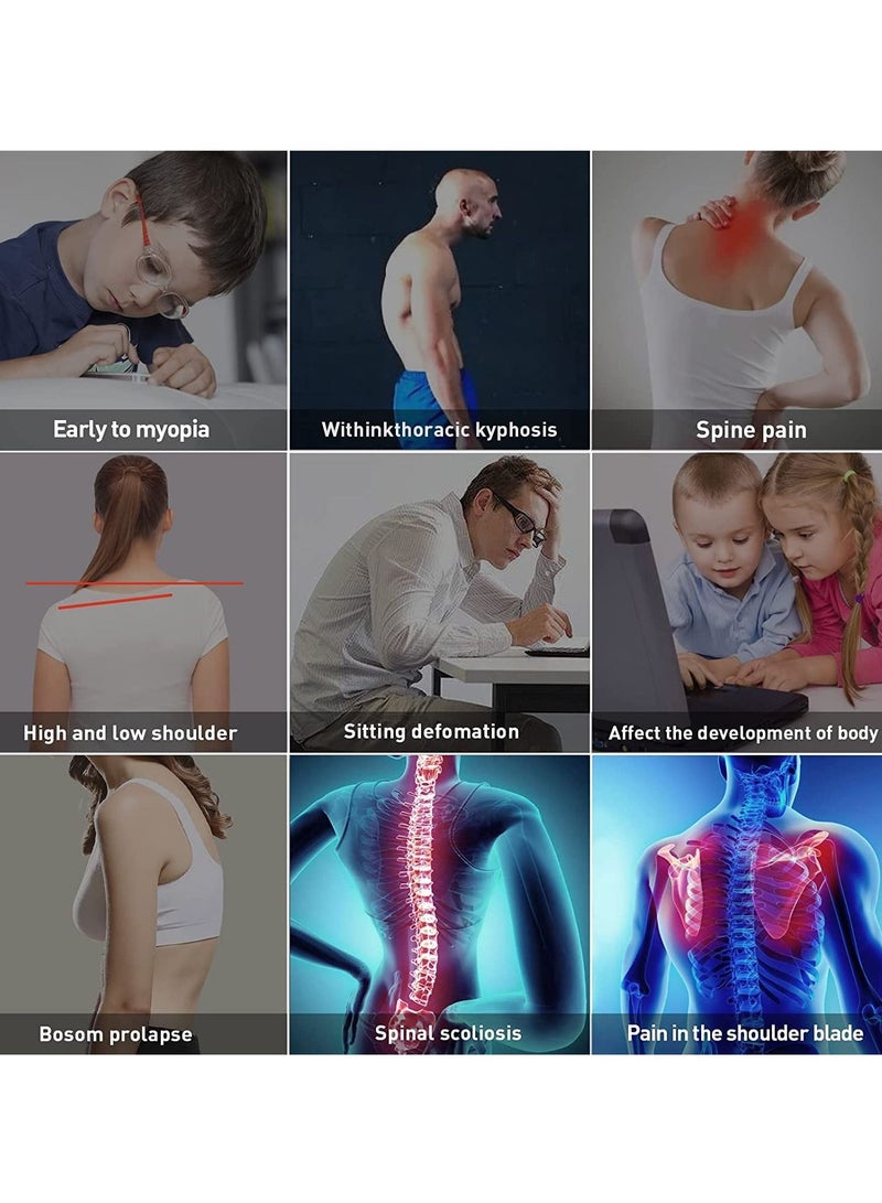 Back Correction Strap, Adjustable Posture Corrector Spine Straightener for Relief of Neck Shoulder Pain Develop Good Seated Standing Men Women Elderly Teens (1PCS Black,L)