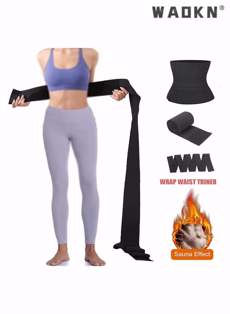Waist Belt, Wrap Waist Trainer for Women, Tummy Wrap Waist Trimmer Belt Slimming Body Shaper Women Waist Bandage Wrap Trimmer Belt Waist Trainer Shaper wear Tummy Control Slimming Fat Burning