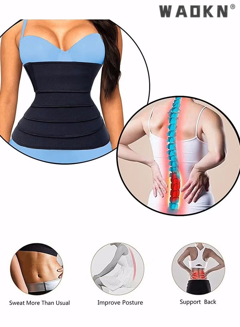 Waist Belt, Wrap Waist Trainer for Women, Tummy Wrap Waist Trimmer Belt Slimming Body Shaper Women Waist Bandage Wrap Trimmer Belt Waist Trainer Shaper wear Tummy Control Slimming Fat Burning