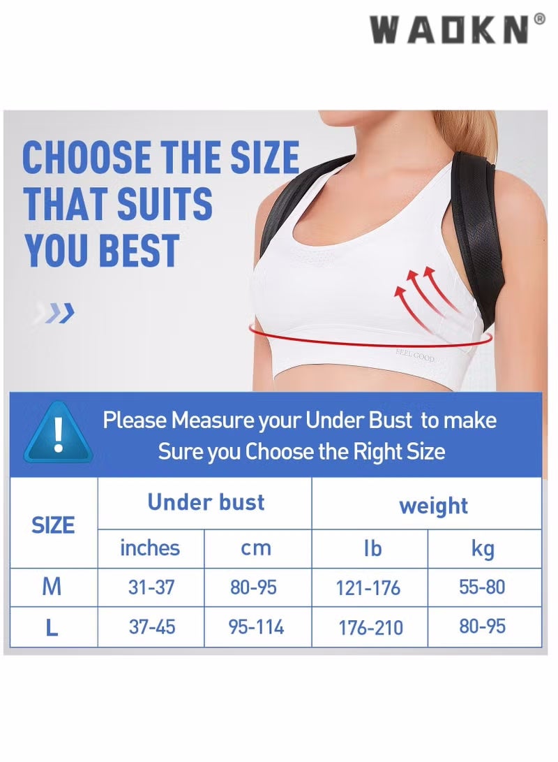 Back Correction Strap, Adjustable Posture Corrector Spine Straightener for Relief of Neck Shoulder Pain Develop Good Seated Standing for Men Women Elderly Teens, and Adjustable for Spine, Neck and Shoulder, Helps Reduce Pain for Women and Men (1PCS Black)