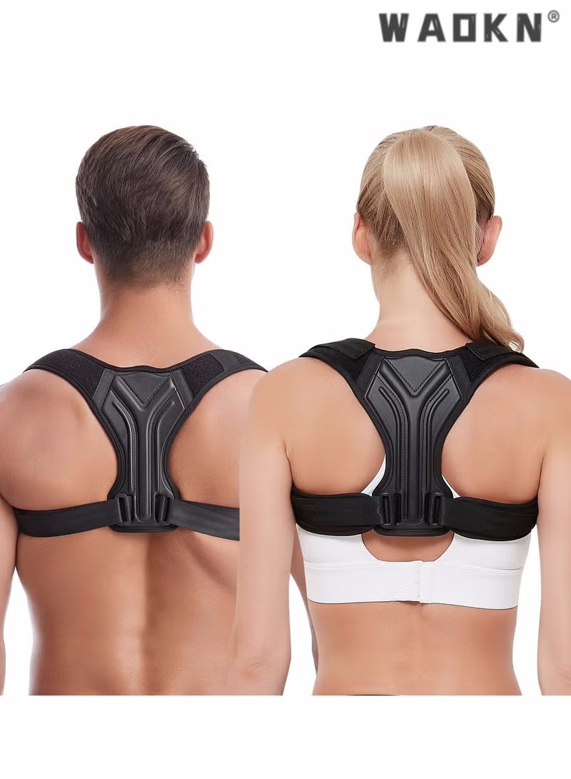 Back Correction Strap, Adjustable Posture Corrector Spine Straightener for Relief of Neck Shoulder Pain Develop Good Seated Standing for Men Women Elderly Teens, and Adjustable for Spine, Neck and Shoulder, Helps Reduce Pain for Women and Men (1PCS Black)
