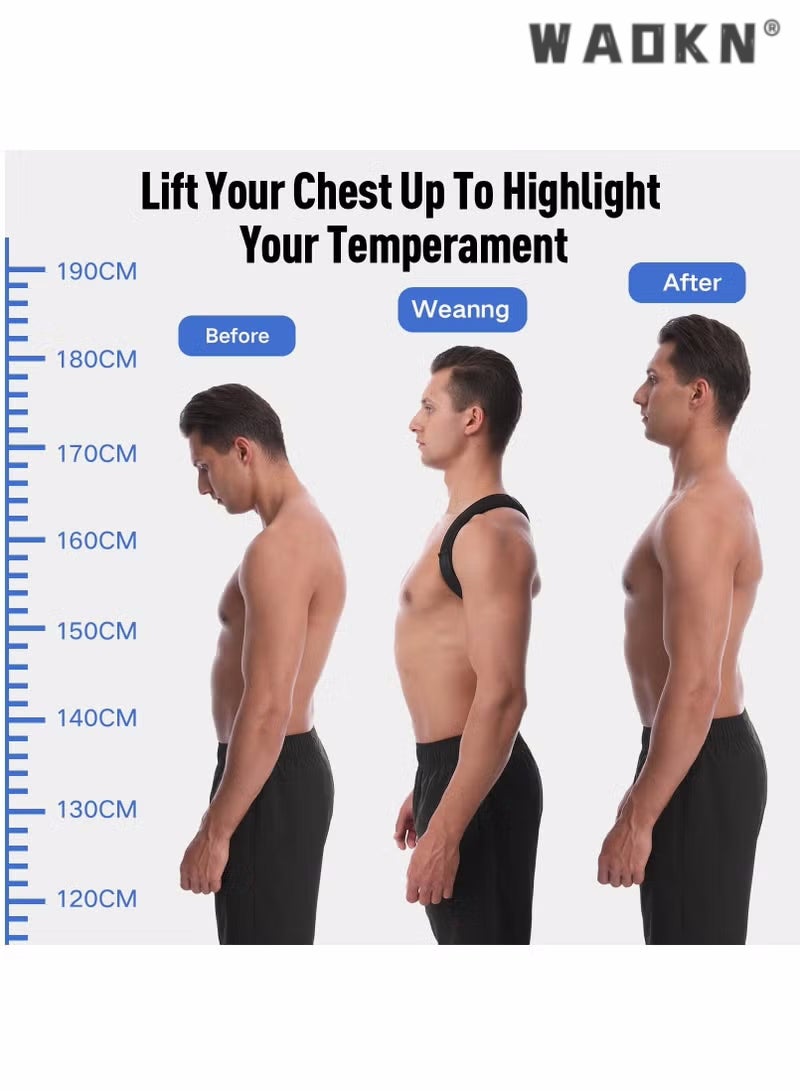 Back Correction Strap, Adjustable Posture Corrector Spine Straightener for Relief of Neck Shoulder Pain Develop Good Seated Standing for Men Women Elderly Teens, and Adjustable for Spine, Neck and Shoulder, Helps Reduce Pain for Women and Men (1PCS Black)