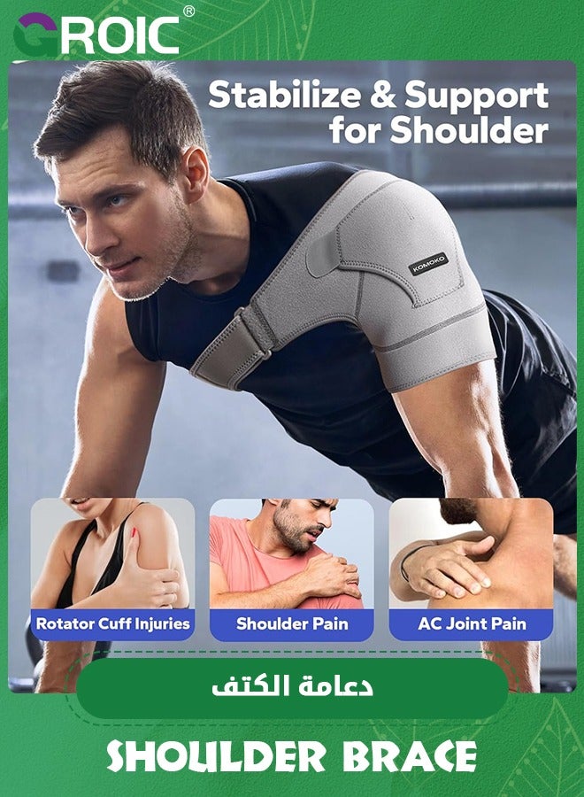 Shoulder Brace, Rotator Cuff Support Brace with Ice Pack Insertion Capability, Pressure for Preventing Strains and Dislocation, Alleviating Shoulder Pain, Adjustable Fit for Men and Women