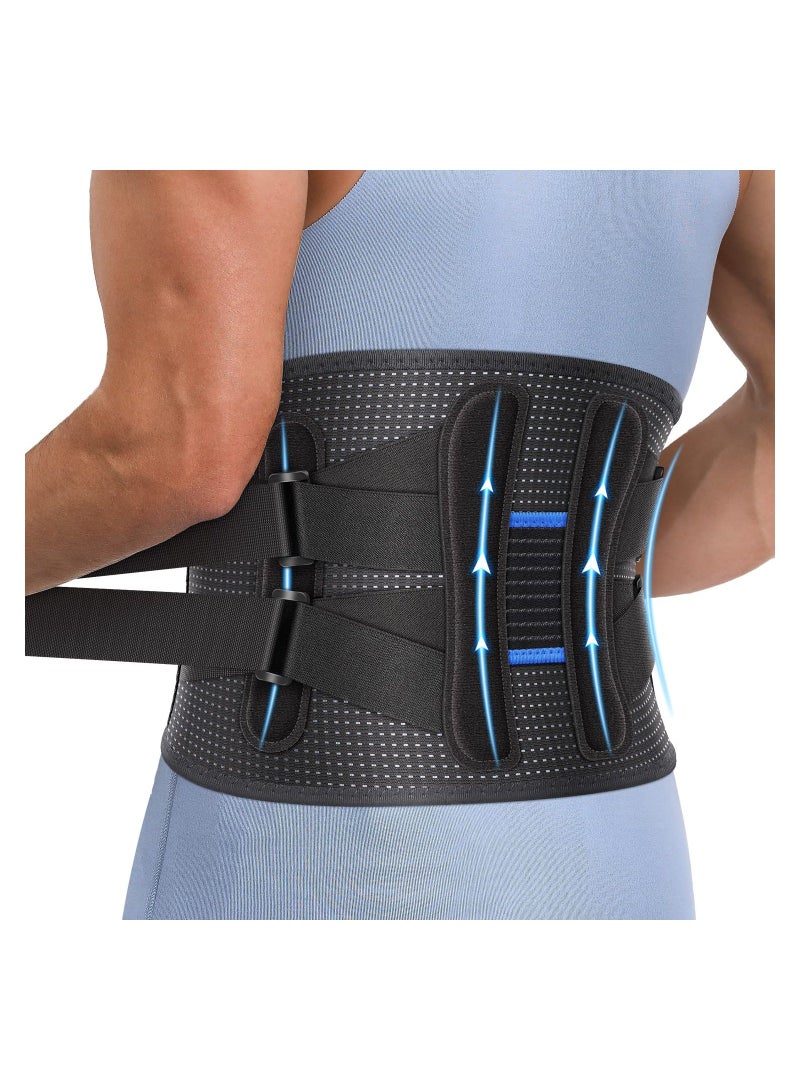 Back Brace for Men and Women Lower Instant Pain Relief from Injury Herniated Disc Sciatica Scoliosis Breathable Adjustable Lumbar Support Belt Large Waist 37.50 to 53 Inch