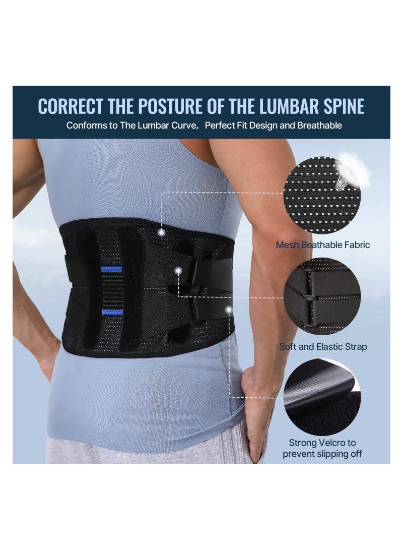 Back Brace for Men and Women Lower Instant Pain Relief from Injury Herniated Disc Sciatica Scoliosis Breathable Adjustable Lumbar Support Belt Large Waist 37.50 to 53 Inch