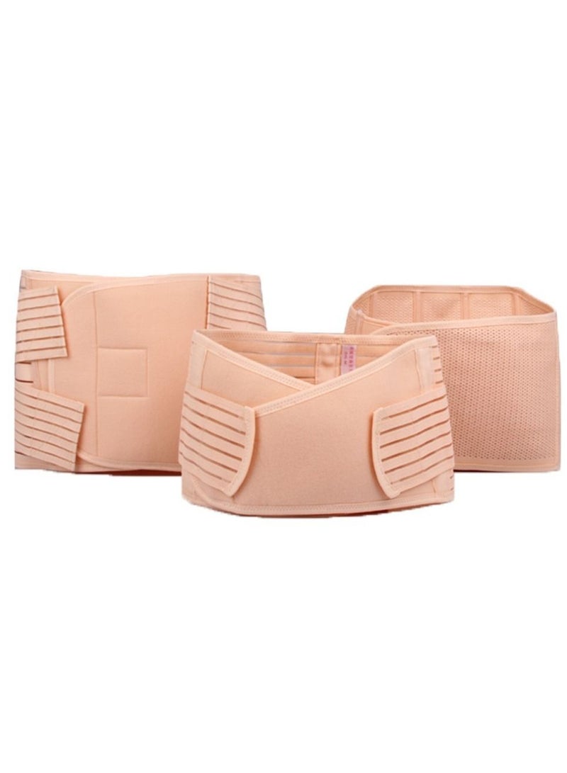 3 in 1 After Pregnancy Belly Wrap Pelvis Recovery Skin Shapewear Postpartum Belt for Women Beige