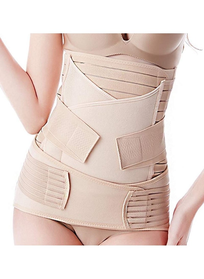 3 in 1 After Pregnancy Belly Wrap Pelvis Recovery Skin Shapewear Postpartum Belt for Women Beige