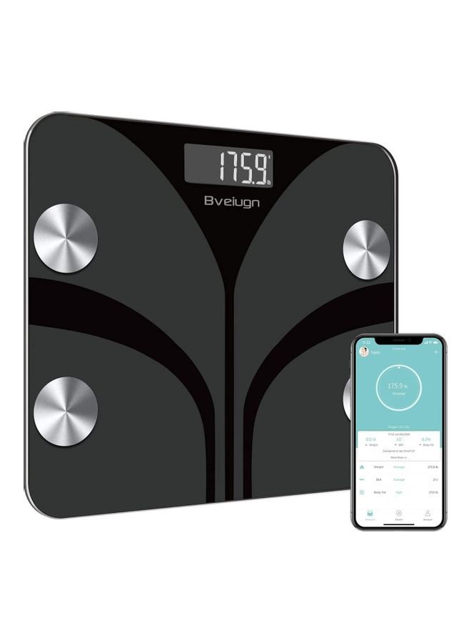 Smart Wireless Digital Bathroom BMI Weight Scale Black 11.81inch