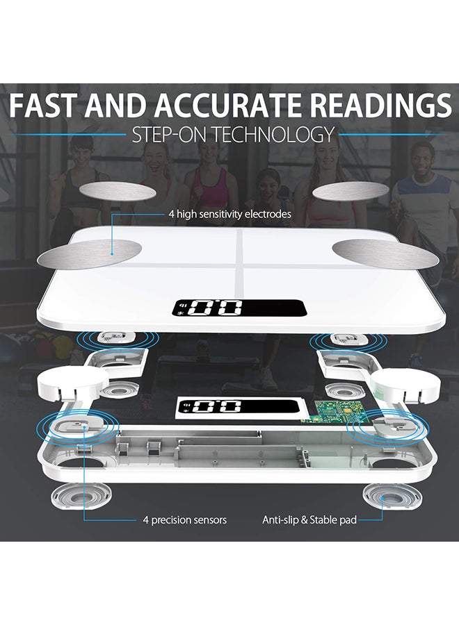 Smart Digital Bluetooth Weight Scale White 10.2x10.2x0.85inch