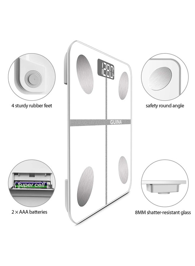 Smart Digital Bluetooth Weight Scale White 10.2x10.2x0.85inch