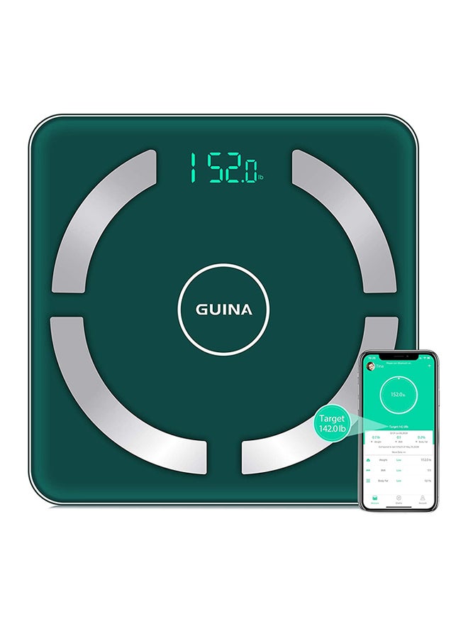 Smart Digital Bluetooth Weight Scale Green/Silver 10.2x10.2x0.85inch