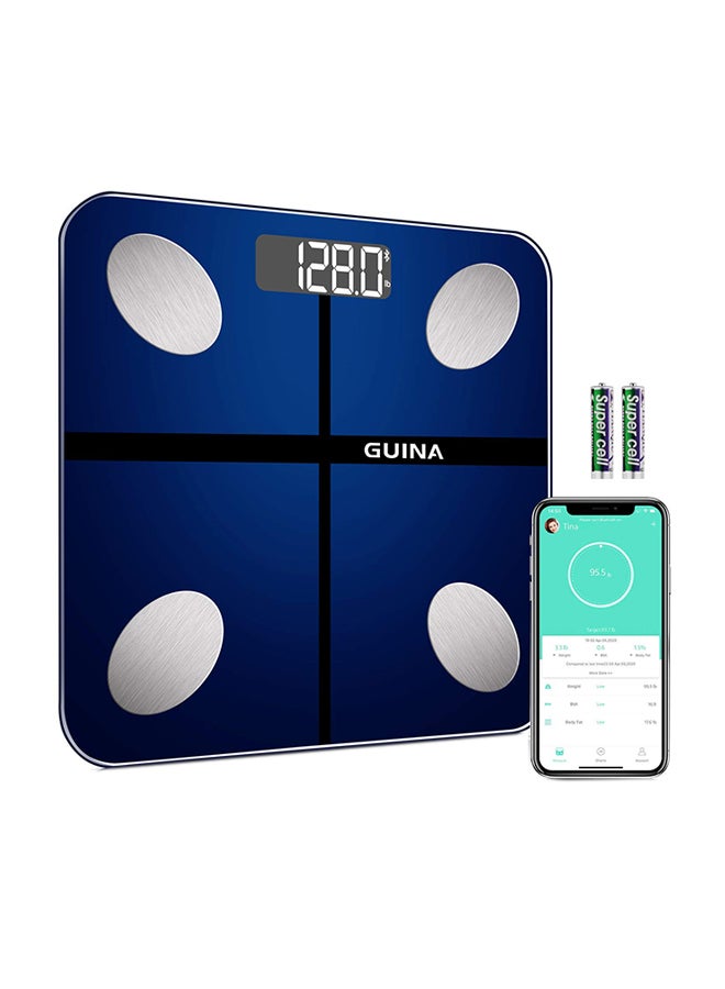 Smart Digital Bluetooth Weight Scale Blue/Silver 11x11.2x1.1inch