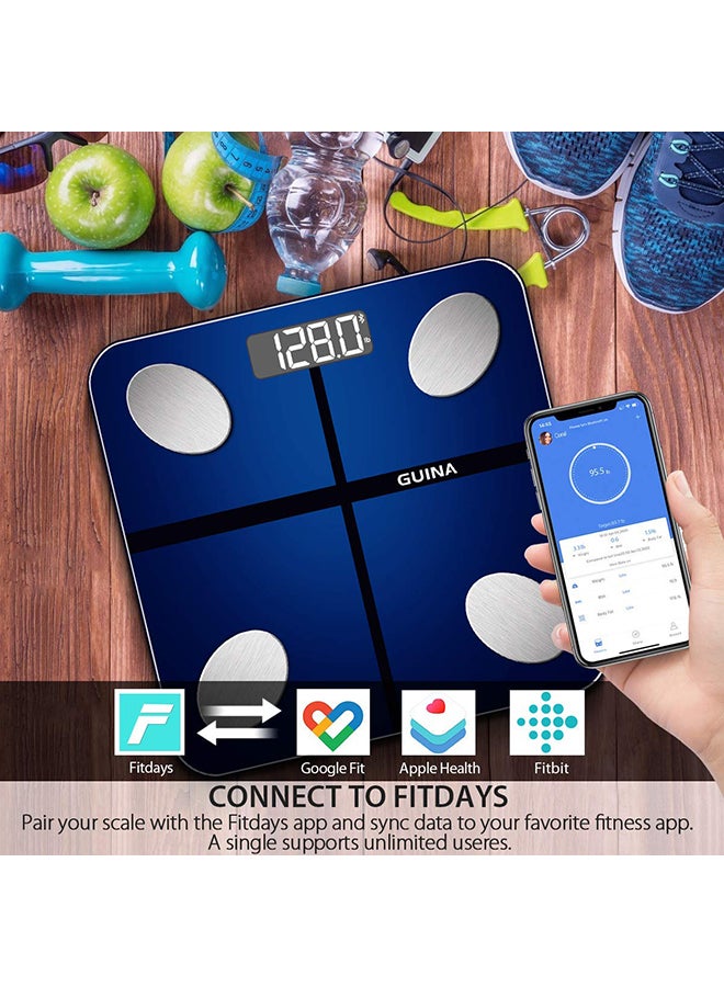 Smart Digital Bluetooth Weight Scale Blue/Silver 11x11.2x1.1inch