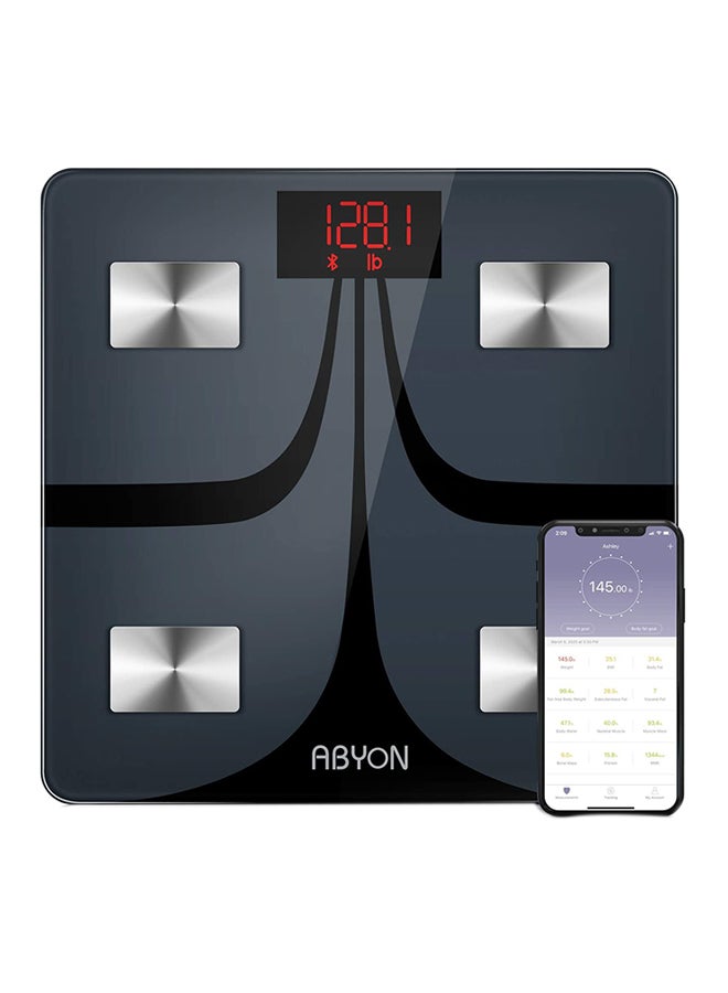 Smart Digital Bluetooth Weight Scale Black/Silver 10.24x10.24x1inch