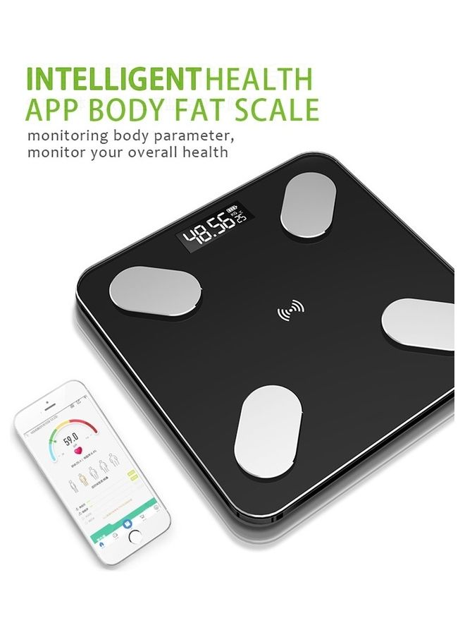 Smart Bluetooth Weight and Body Fat Measurement Health Scale Black/White 29.50 x 29.50 x 5cm