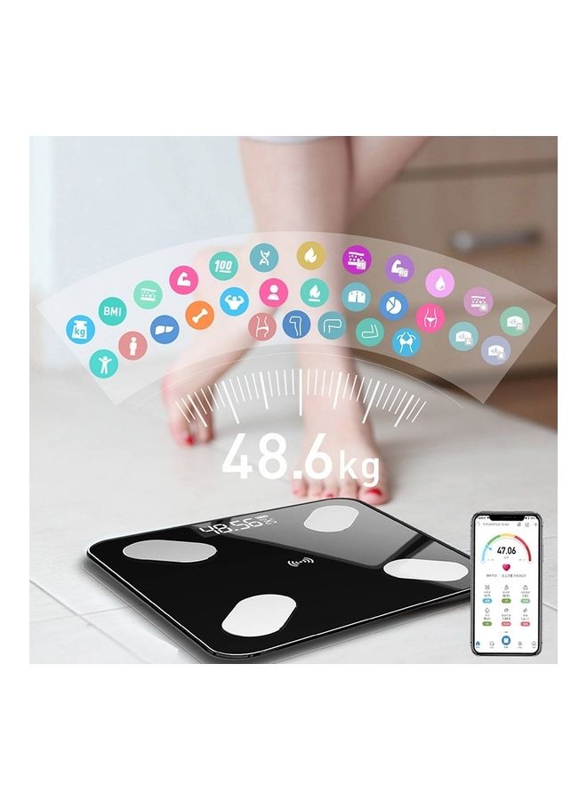 Smart Bluetooth Weight and Body Fat Measurement Health Scale Black/White 29.50 x 29.50 x 5cm