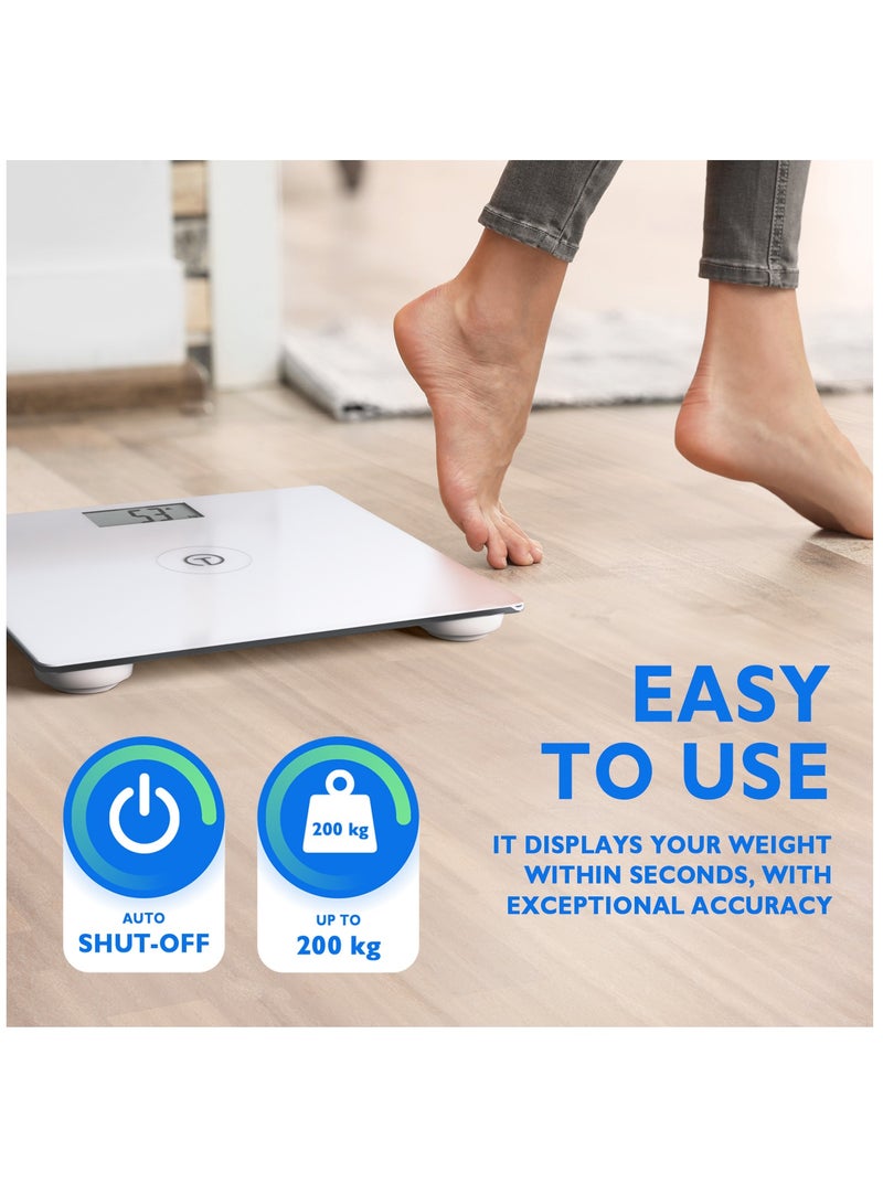 T Electronics Smart Digital Scale for Body Weight up to 200 Kg + New Baby Mode - Essential for Weight Loss - White