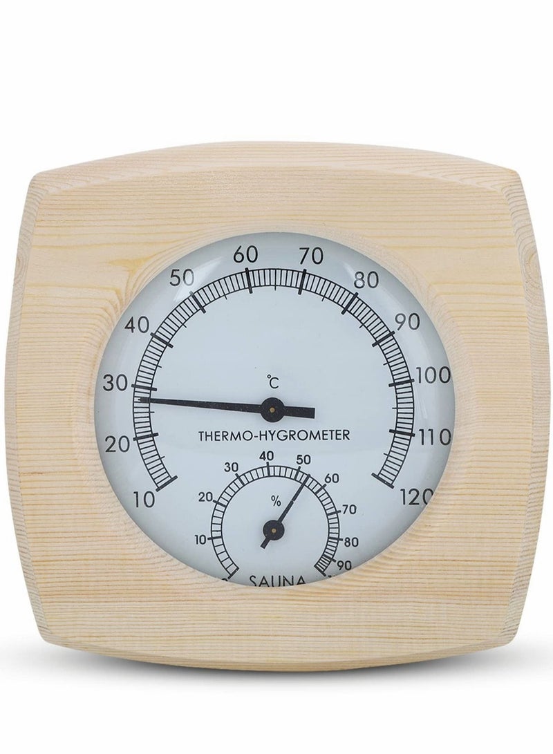 Sauna Thermometer and Hydrometer, Sauna Wooden Thermometer 2 In 1 Sauna Temperature Humidity Meter Wooden Sauna Accessories