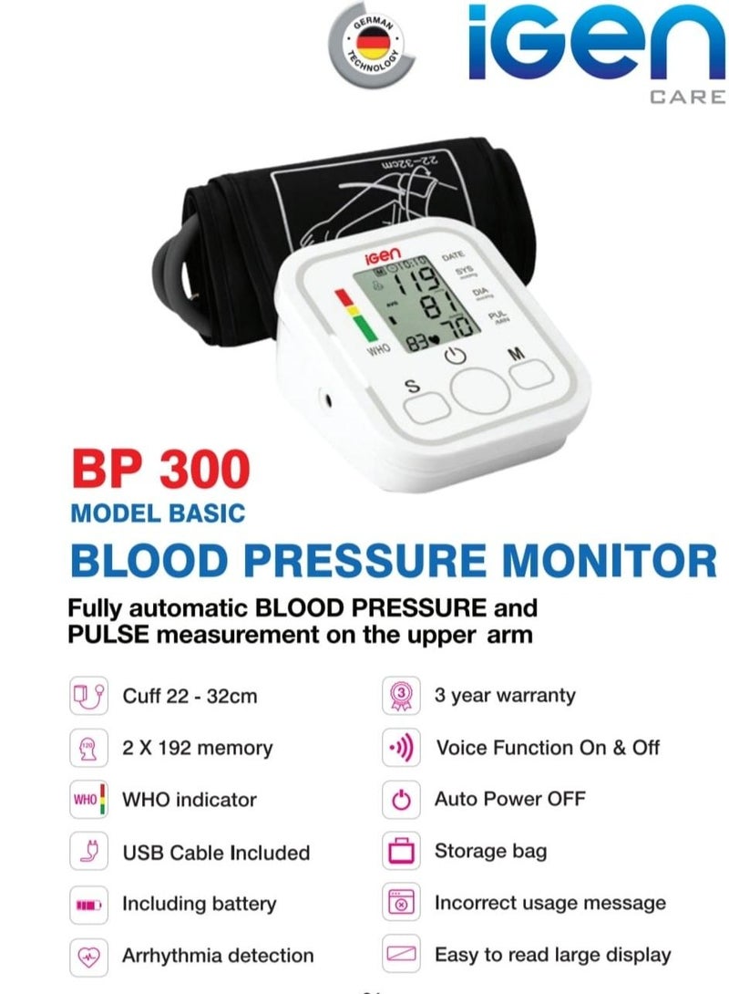 Blood Pressure Monitor Fully Automatic BP 300