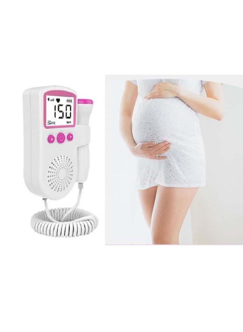 Ultrasonic Fetal Heart Rate Detector, Portable Home Use Doppler with LCD Display Screen for Baby, Easy-to-Use Diagnostic Device