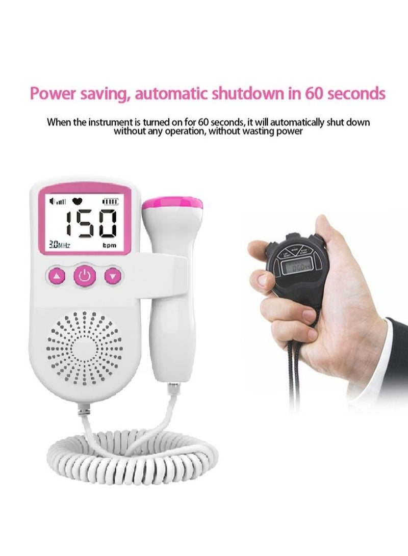 Ultrasonic Fetal Heart Rate Detector, Portable Home Use Doppler with LCD Display Screen for Baby, Easy-to-Use Diagnostic Device