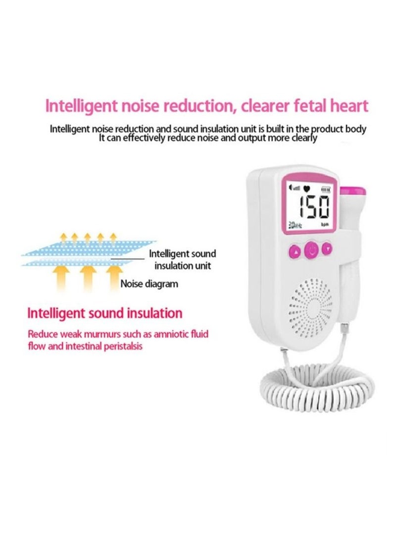 Ultrasonic Fetal Heart Rate Detector, Portable Home Use Doppler with LCD Display Screen for Baby, Easy-to-Use Diagnostic Device