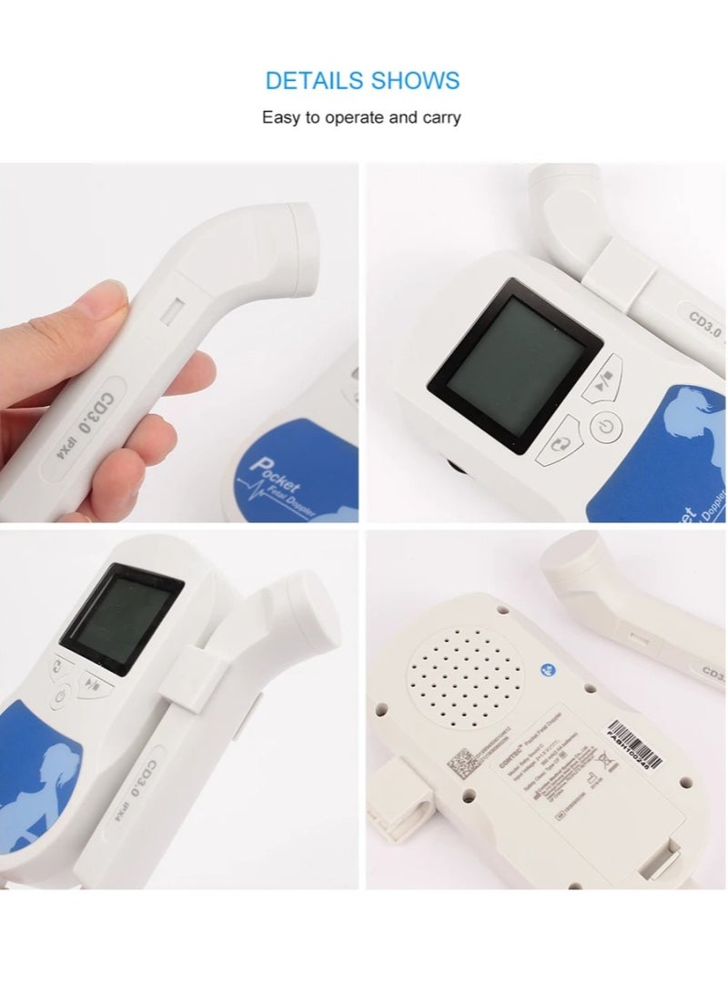 Fetal Doppler Prenatal Pocket Digital Ultrasound Detector Heartbeat Pregnant Doppler Prenatal Monitor