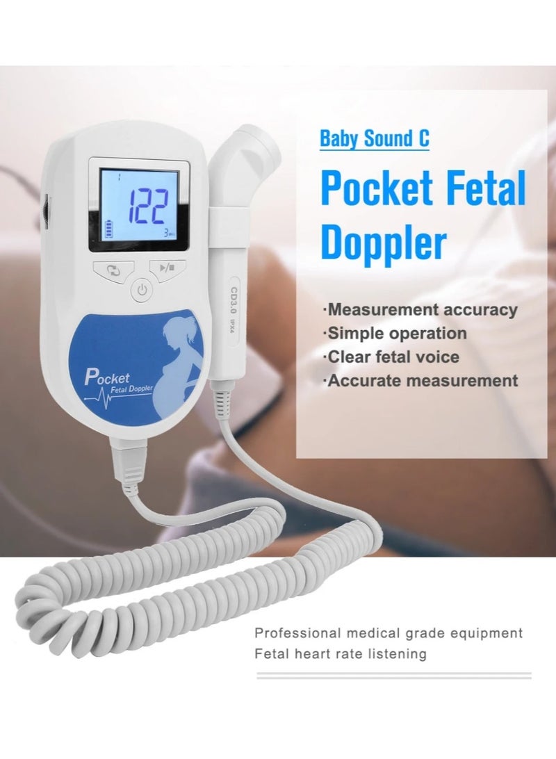 Fetal Doppler Prenatal Pocket Digital Ultrasound Detector Heartbeat Pregnant Doppler Prenatal Monitor