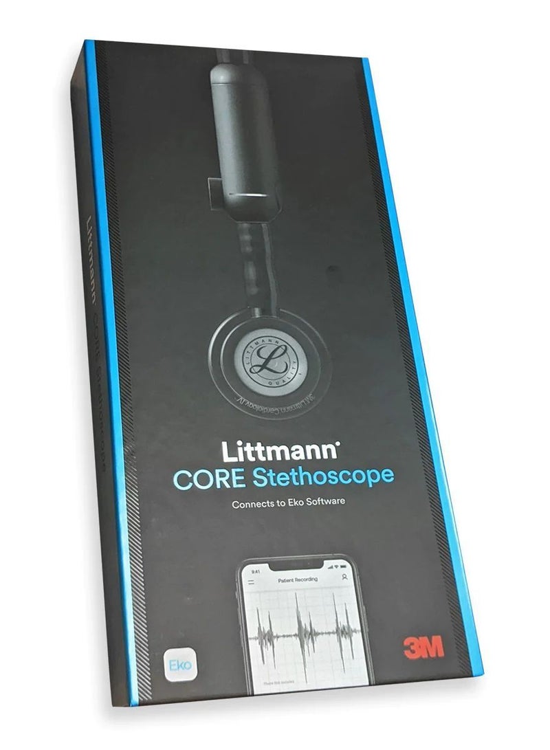 3M Littmann CORE Digital Stethoscope Black Chestpiece Tube 27 inch Stem and Headset 8490