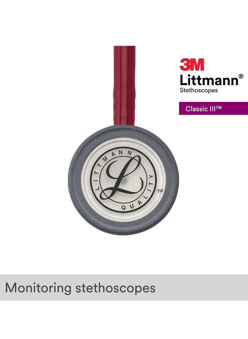 3M Littmann Classic III Monitoring Stethoscope 27 inch Burgundy Tube 5627