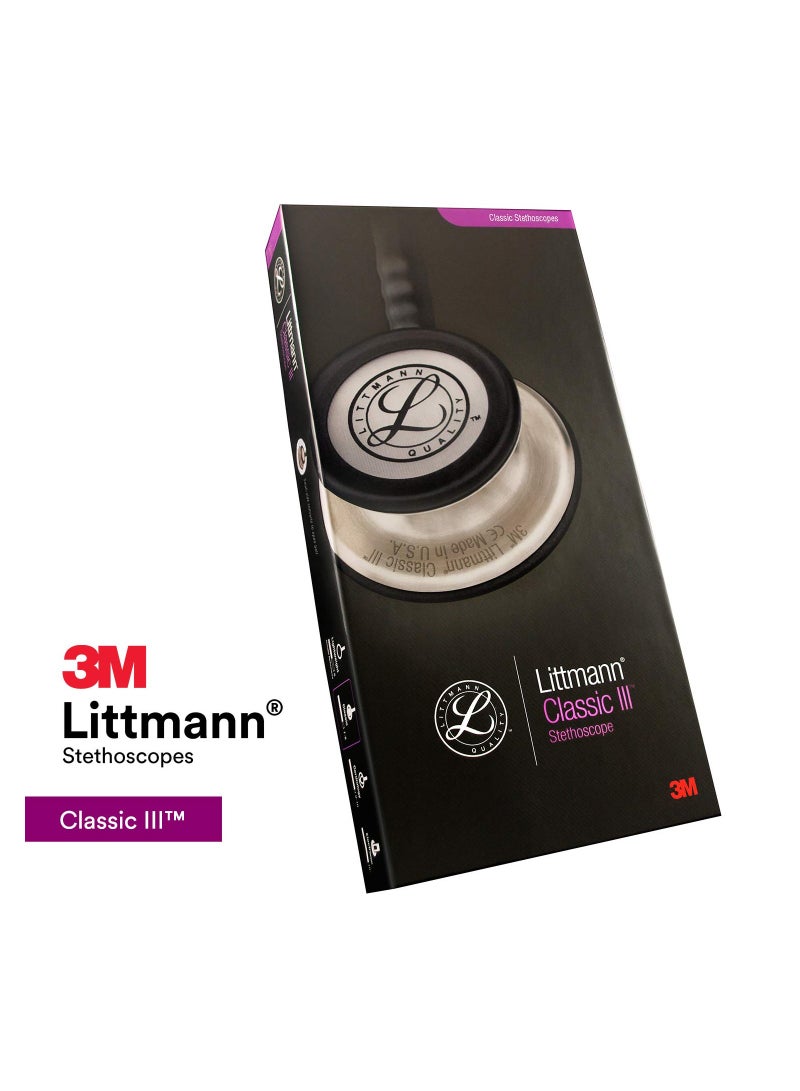 3M 5803 Littmann Classic III Black Edition Chestpiece Monitoring Stethoscope, 27