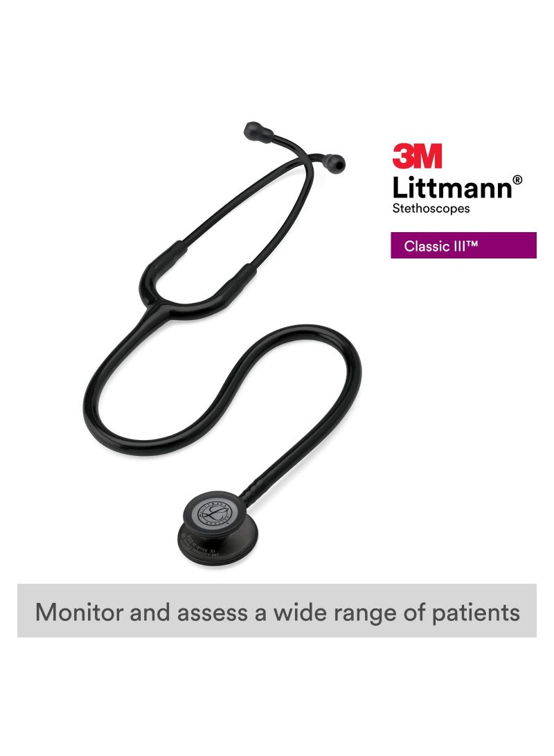 3M 5803 Littmann Classic III Black Edition Chestpiece Monitoring Stethoscope, 27