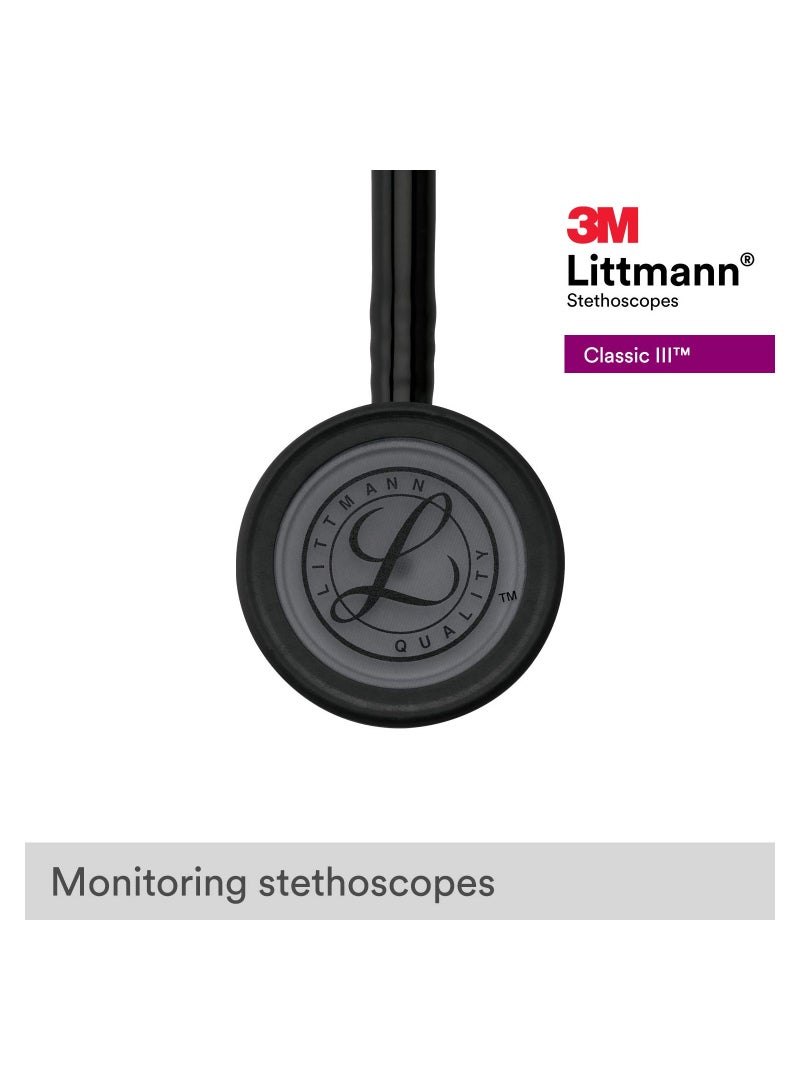 3M 5803 Littmann Classic III Black Edition Chestpiece Monitoring Stethoscope, 27