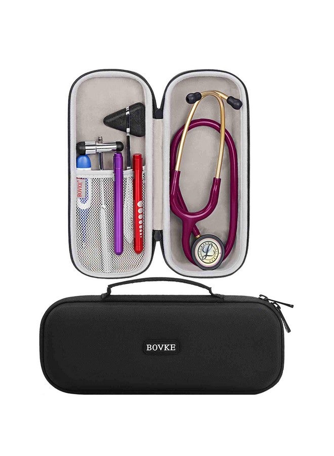 Stethoscope Case For 3M Littmann Classic Iii Monitoring Lightweight Ii S.E Cardiology Iv Diagnostic Stethoscopes Extra Room Fits Pen Light Scissors Pulse Oximeter Nurse Accessories Black