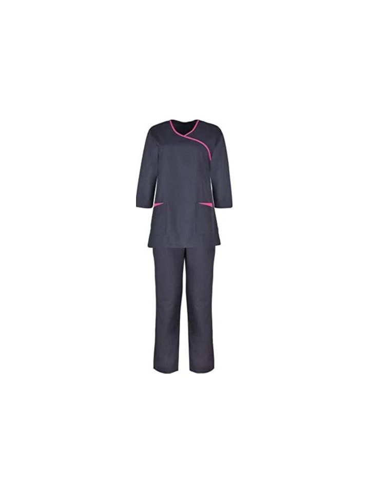 Dark Grey Scrubsuit Set 4 Pockets For Women