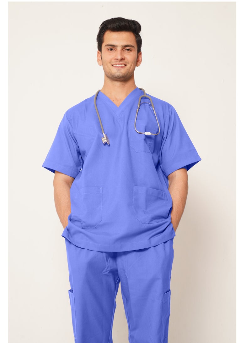 Medical Scrub Set | V-Neck Top Overlap and Elasticated Drawstring Pant | Al Ain Style  Nursing Uniform Suit